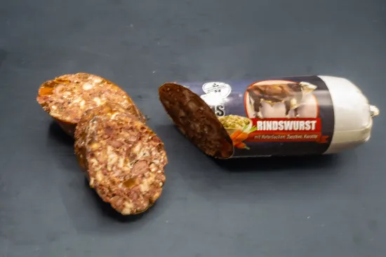 Preview: MyMenue4Dogs Rinderwurst 800g – Saftige Hundewurst & Trainingswurst mit Gemüse